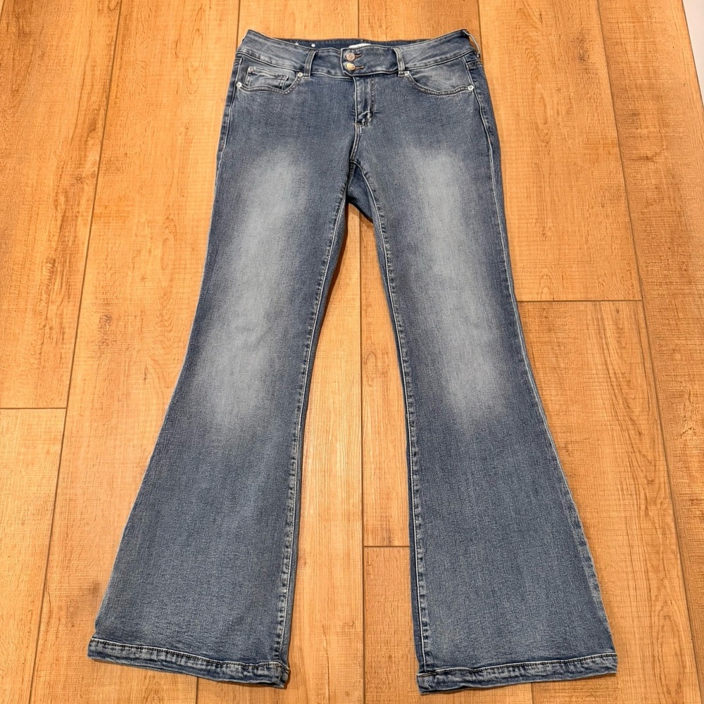 Y2K Boho Garage Low Rise Flare Jeans Women's 13/31 Denim Stretch Faded